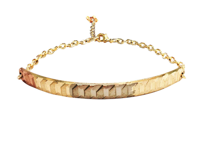 Gold Plated Three Tone Diamond Cut Bangle Bracelet